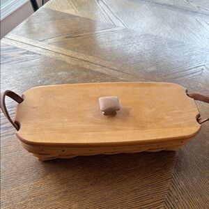 Longaberger Small Flower Pot Basket with Protector and wood lid
